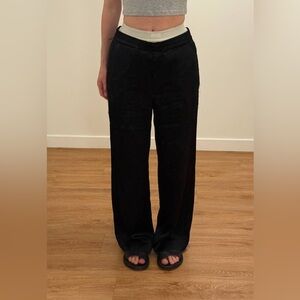COS STRAIGHT-LEG CRINKLED-SATIN PANTS BLACK